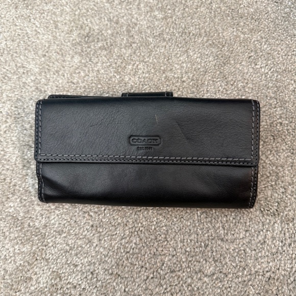Coach Hampton Turn-Lock Wallet Black Leather Vintage Checkbook Cover Fair Cond. - Picture 4 of 16